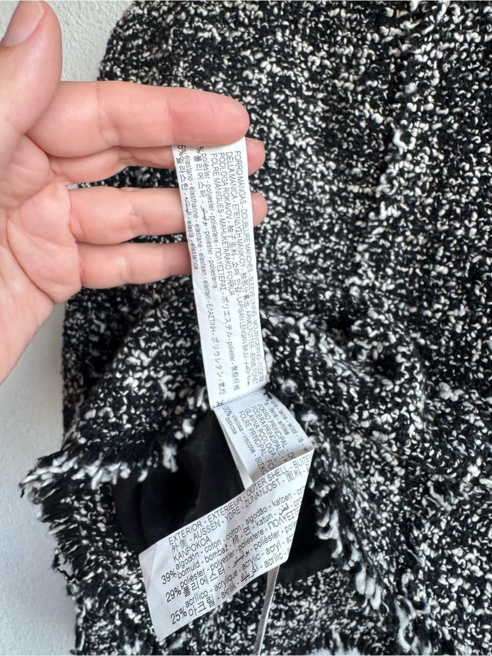Zara Black & White Tweed Double-Breasted Cropped Jacket size S - Picture 7 of 7